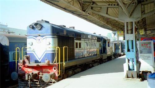 Trains passing by the Bathinda Railway Station