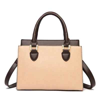 Ladies Peach and Brown Hand and Cross Style Bag